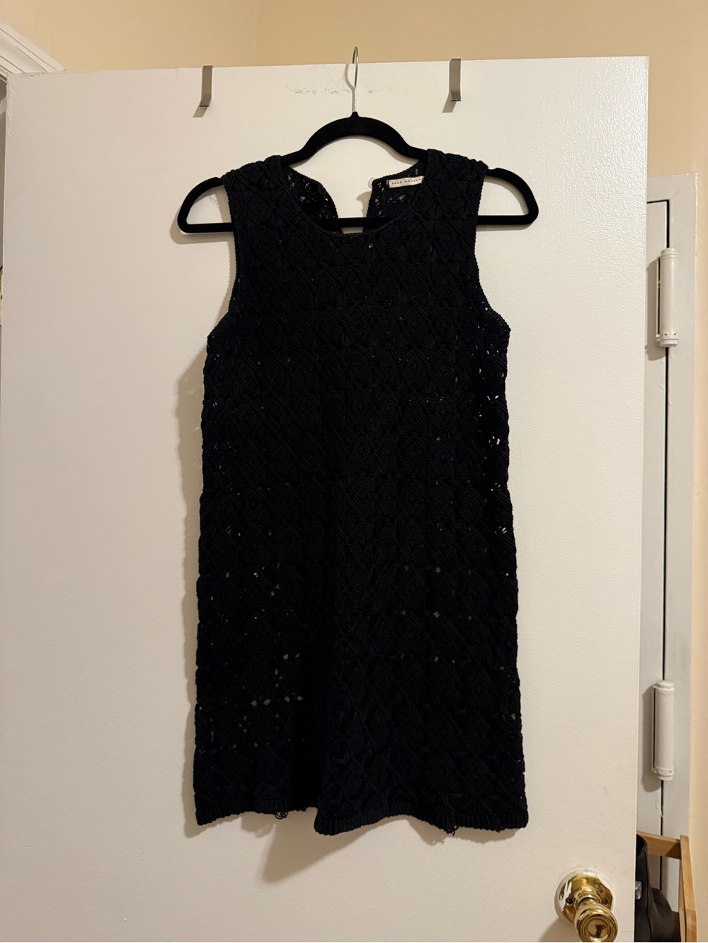 Sleeveless Black Crochet Mini Dress